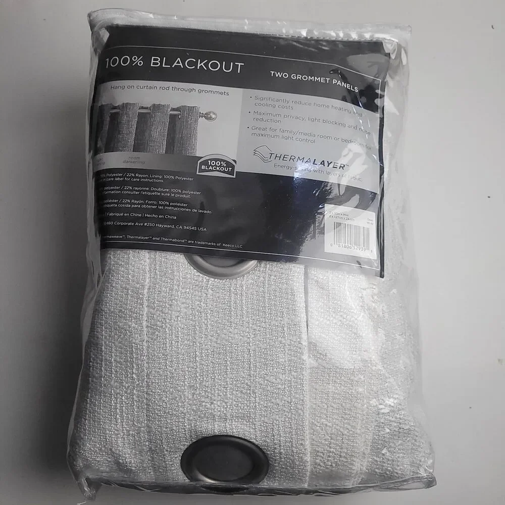 NEW Eclipse Absolute Zero 100%blackout curtain panels Grommet 50x95 'Dean White'